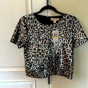 Michael Kors sequined animal top - NWT